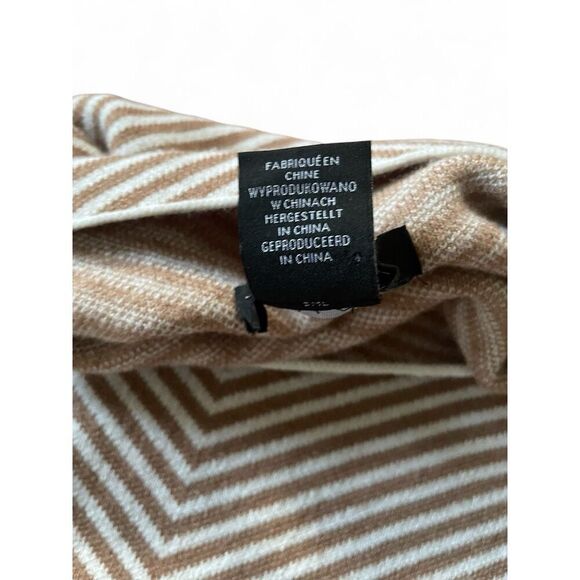 TAHARI Brown White Stripe Women’s Mock Neck Sweater S Stretchy Knit Pull On - Picture 5 of 7
